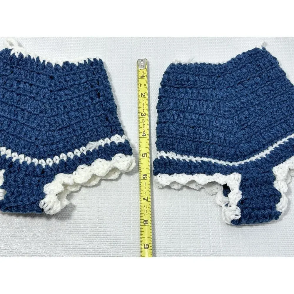 Hand Crocheted Double Thick Hot Pad Pot Holder Pair‎ VTG Granny Core Underwear